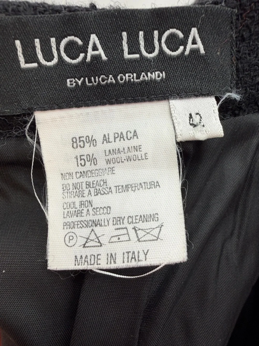Luca Luca by Luca Orlandi Black Alpaca Pencil Skirt